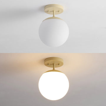 Marcel Bistro 7.75" Bohemian Farmhouse Iron/Frosted Glass LED Semi Flush Mount - JONATHAN Y